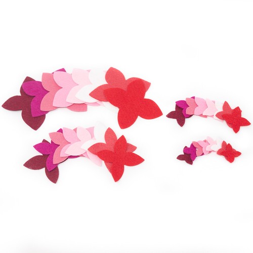 Bella Flower Die Cut Appliques - Wool Blend Felt - U PICK COLOR SCHEME - Picture 12 of 12