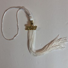 White Color Graduation Tassel With Gold Date Drop 2023 NEW