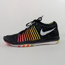 Nike Free Transform Flyknit Running Shoes Womens Sz 7.5 Black Colorful Sneakers