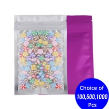 3.25x5in Frosted Clear Front Matte Purple Back Foil Mylar Zip Seal Bags P09