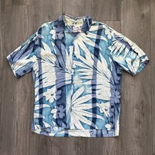 VTG Jams World Mens L Hawaiian Shirt Blue Floral