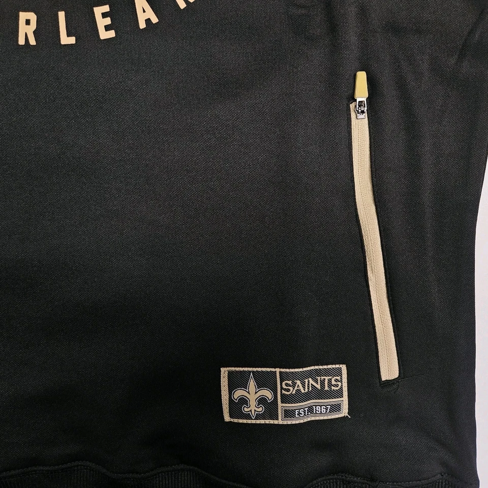 Ropa del equipo de la NFL New Orleans Saints logotipo bolsillos con cremallera sudadera con capucha negra/grande para hombre Foto 3 de 4