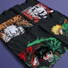 My Hero Academia MHA T-Shirt Anime Character Tee Unisex Black Cotton S-5XL