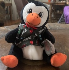 Plush Coca Cola 6  Penguin With Holiday Vest Style 0172 Bean Bag Vintage 1998