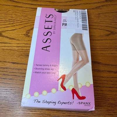 ASSETS by Sara Blakely Shaping Pantyhose Plus Size 6 Black Sheer Leg Tummy