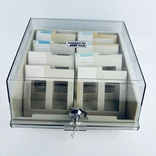 Vintage Dual Diskette File Media Floppy Disk Locking Storage With Keys Organizer