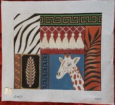 JP Juli Poltras Giraffe Zebra Tiger Tassels Hand Painted Needlepoint Canvas