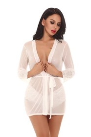 Women's Lace Kimono Robe Babydoll Sexy Lingerie Mesh Chemise Nightgown Cover Up