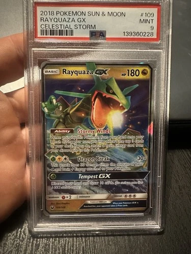 2018 Pokemon Sun & Moon Celestial Storm #109 Rayquaza GX PSA 9 MINT