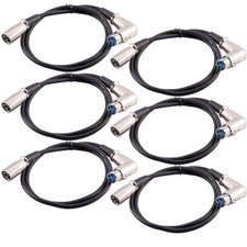 - XLRRAS - 6 Pack of 3' XLR Male to Right Angle Female Audio Patch Cables