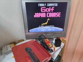 Mario Golf Japan Coruse (NES) Disk System, Game disk and box set, working-h0212-