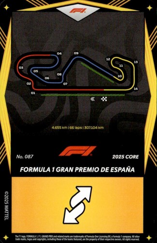 2025 Uno Elite Core F1 Formula 1 YELLOW Gran Premio De Espana #087
