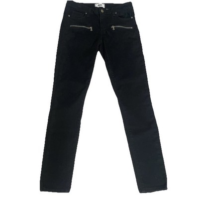 PAIGE Denim Indio Zip Front Black Overdye Women's Jeans Sz 27 Stretch Soft EUC