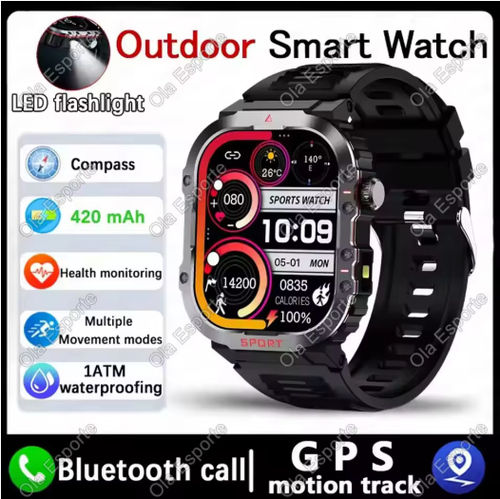 Montre Connectée Militaire Homme (Réception d'Appel/Cadran) Robuste Tactique Fitness Tracker - Photo 8 sur 8