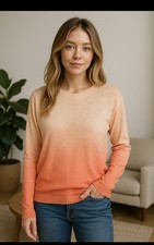 Madewell Sweater Womens XXS Orange Ombre Dip Dye 100% Hemp Lightweight Pullover