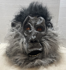 Gorilla Halloween Mask Adult Costume Ape Monkey Gray Black Faux Fur
