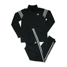 Adidas Essentials Youth Large Black/White 3-Stripe Track Jacket  Pants Outfit