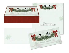 LPG PERFORMING ARTS BOXED CHRISTMAS CARDS Chickadee Mini Long Glitter Christm...