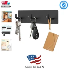 Compact Wall-Mounted Key Holder with Easy Install and 3 Durable Hooks