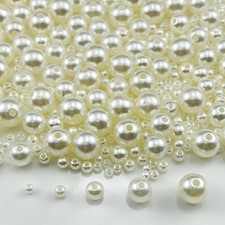 175g Pearl Craft Beads 3-10mm Round Loose Pearls for Jewelry Making, Sewing, Cra