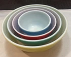 Vintage 1940's Pyrex Primary Colors Mixing Bowl Set Set Of 4 Nesting Bowls MCM