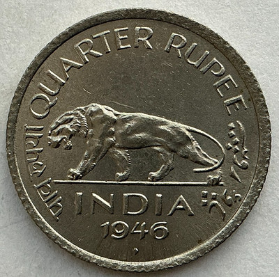 British India 1946 B 1/4 Rupee KM #548
