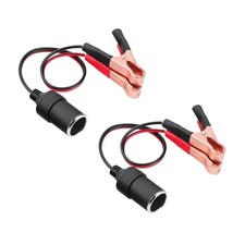 2-Pack 11.8in/0.3m 12V Cigarette Lighter to Battery Alligator Clip Adapter