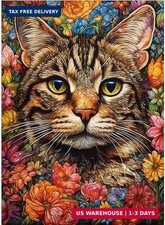 Diamond Painting Kits Cat for Adults, Diamond Art Kits for Beginner, DIY 5D Roun