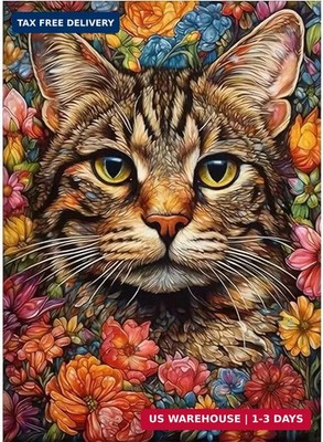 Diamond Painting Kits Cat for Adults, Diamond Art Kits for Beginner, DIY 5D Roun
