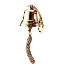Schiffsglocke Messing gold mit Wandhalter & B&auml;ndsel &Oslash;: 10cm schwere Ausf&uuml;hrung