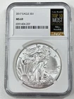 2017 $1 American Eagle NGC MS69 1 oz Silver Coin World Miles Standish Slab