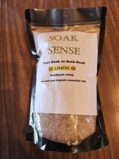 Soak Sense Bath Salts, Homemade, Organic Lemon Essential Oil; Foot or Bath
