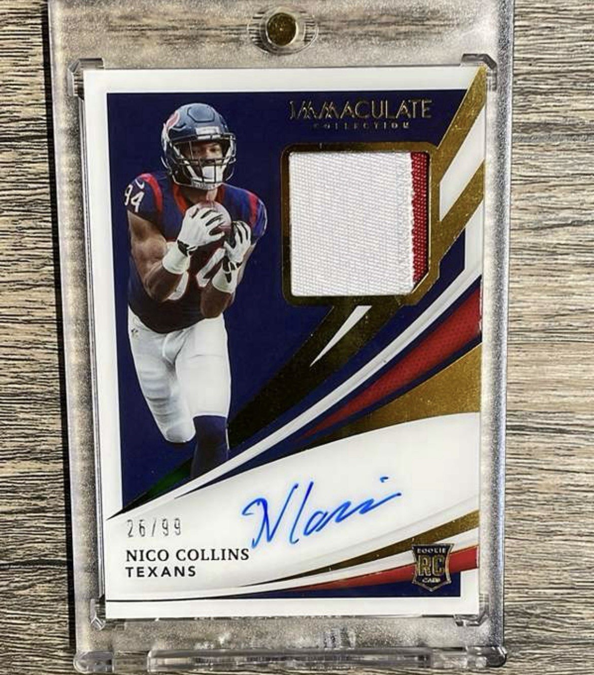 2021 Panini Immaculate Nico Collins 2 Color Rookie Patch Auto /99 #130 Texans