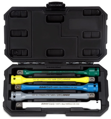 1/2'' Drive Torque Limiting Bar Set, 5-Pc Color CR-MO Torque Sticks 65-140 Ft-Lbs