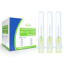 100 Pack 30 Gauge 1/2 Inch Dispensing Needle with Cap, Disposable Needles...
