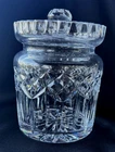Vtg. WATERFORD IRISH CUT CRYSTAL BISCUIT / COOKIE JAR, LISMORE PATTERN, SIGNED