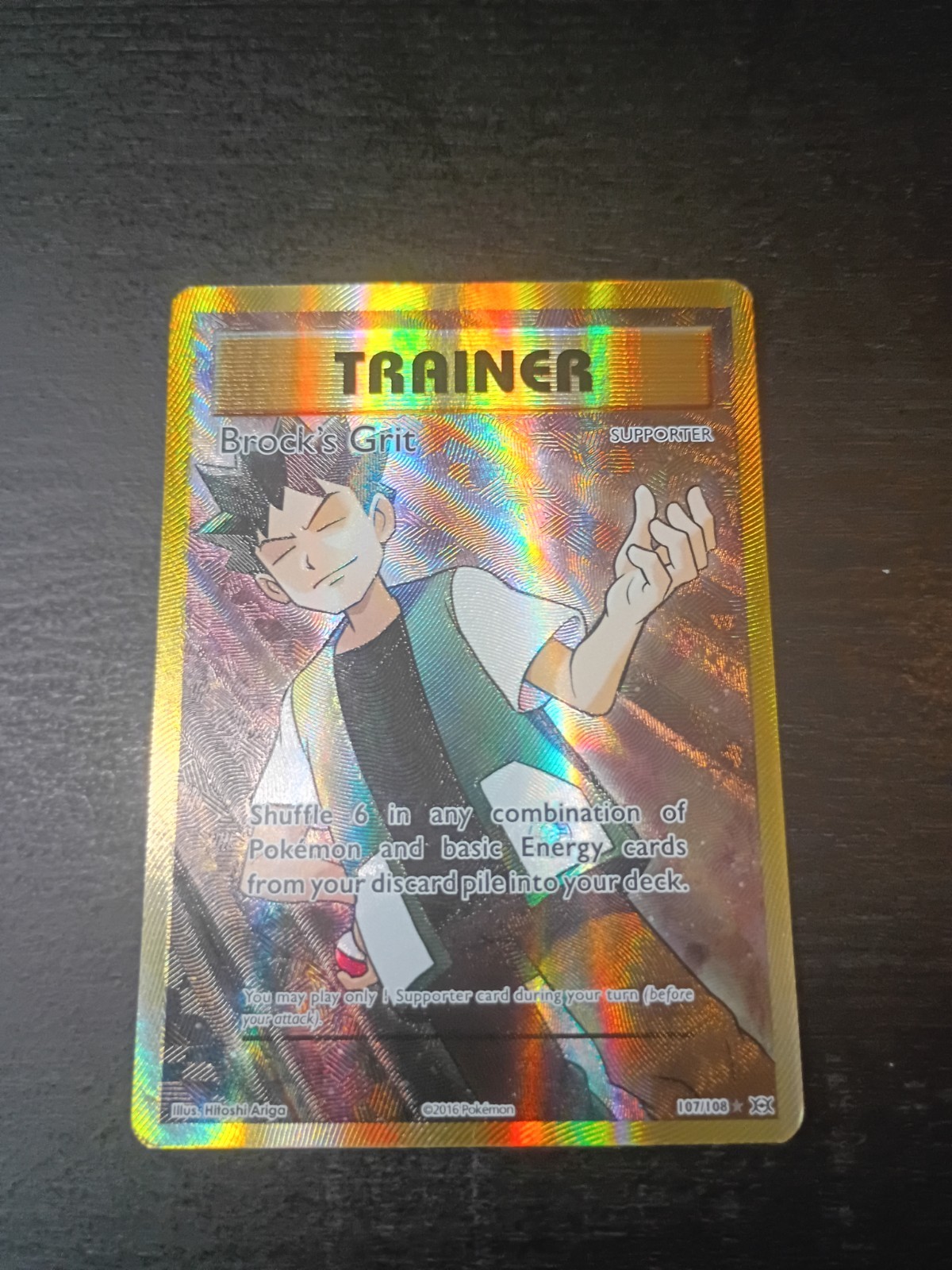 Pokemon TCG Brock's Grit Trainer Supporter Full Art Ultra Rare Holo 107/108