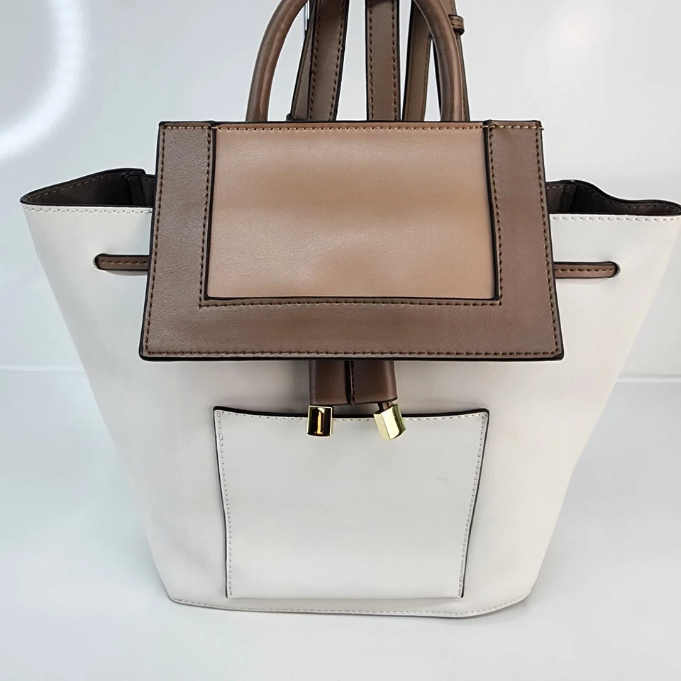 Ensso сумочка рюкзак белый желтовато-коричневый кожаный руки бесплатная наплечная сумка классический бизнес - Изображение 4 из 4