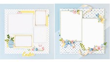 Premade Cardstock 12x12 Layouts Scrapbook set Of 2 Easter Printed