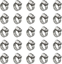 25 Pack Stainless Steel Hose Clamps, 1/2 Inch to 3/4 Inch Worm Gear Metal Hose C
