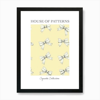Yellow Coquette Bows 3 Pattern Post Framed Wall Art Poster Canvas Print Picture