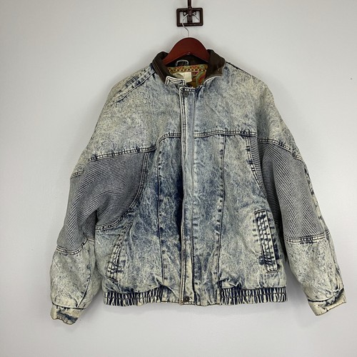 Denim Bomber jacket Leather Trim 