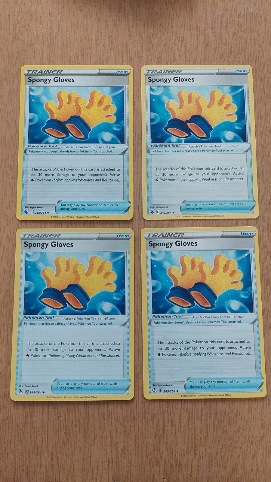 x4 Spongy Gloves 243/264 Pokemon Card TCG Playset