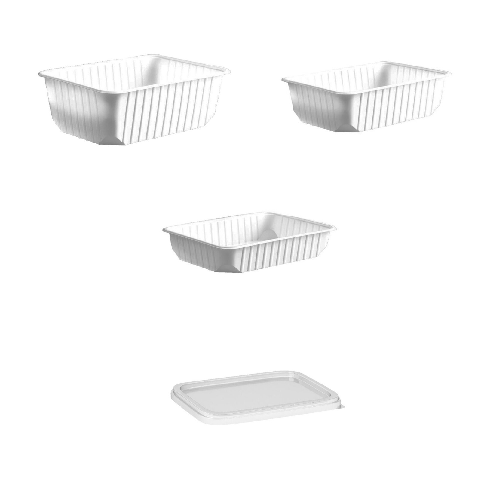 Einweg Rechteckschalen weiß 500 750 1000 ml PP Auswahl Deckel