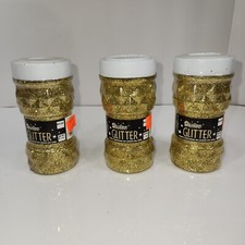 Lot Of 3 Darice Brand Glitter 8 oz jars Gold NEW
