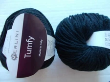 Berlini Tumfy wool blend yarn, Black, lot of 2 (98 yds each)