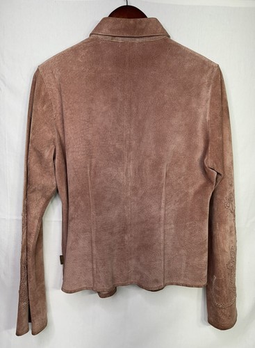 Skotts Suede Womens Large Pink Rose Button Up Blouse Bell Sleeve Western Cowgirl - Picture 5 of 8