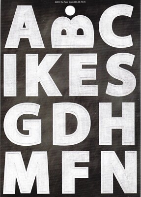 Two sheets White Chalk Letters Alphabet Cardstock Scrapbook Stickers