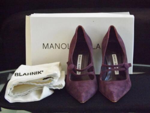 Manolo Blahnik Purple Strada Shoes Pumps Size 6.5 3.5" Heel Box - 第 1/8 張圖片