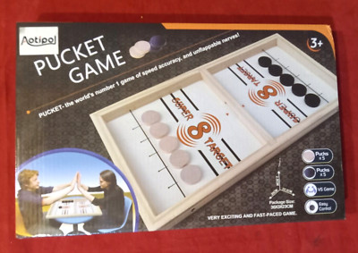 aotipol Sling Puck Game, Table Top Wooden Hockey Game Medium Size (14.5 x 9 in)